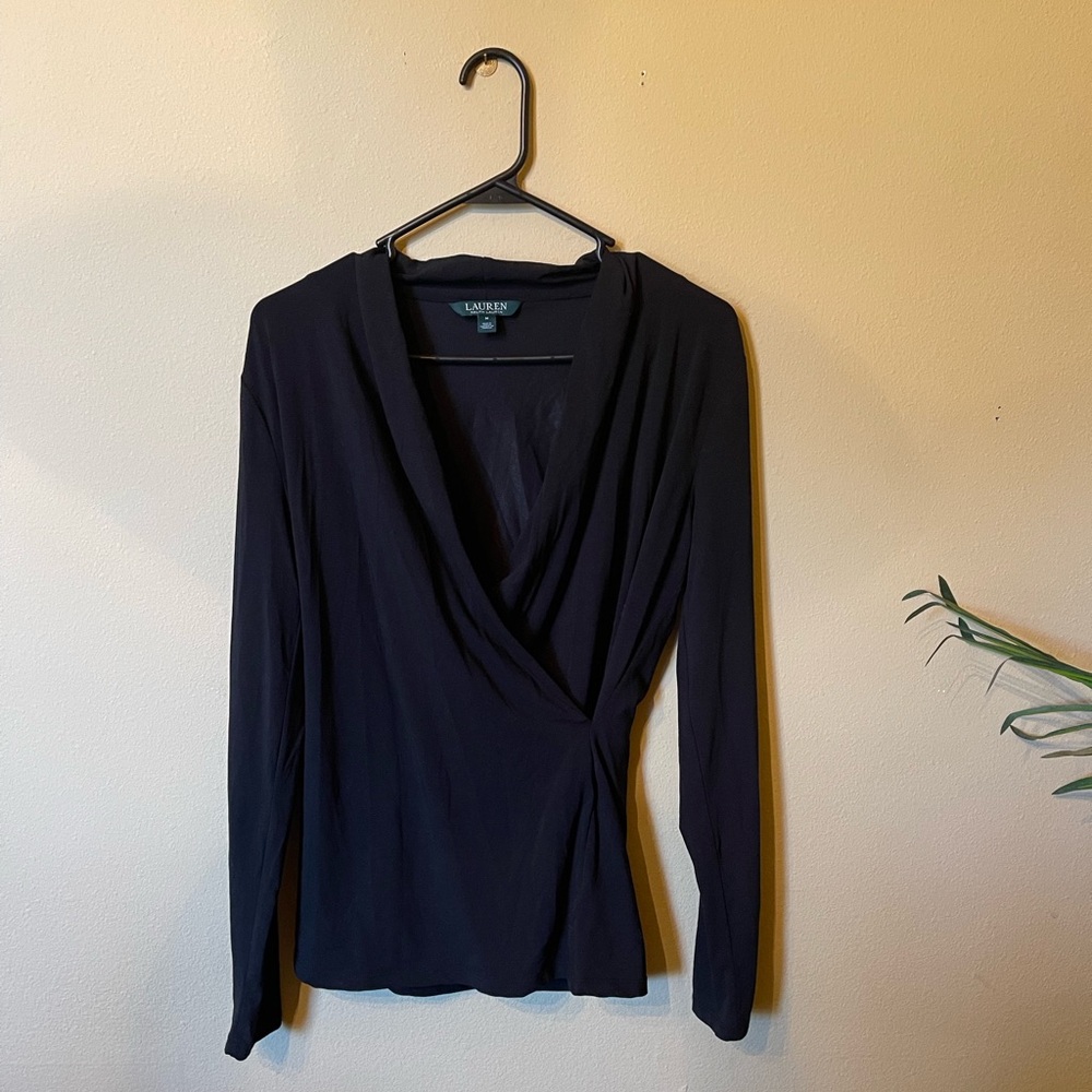 Lauren Ralph Lauren women’s long sleeve faux wrap blouse